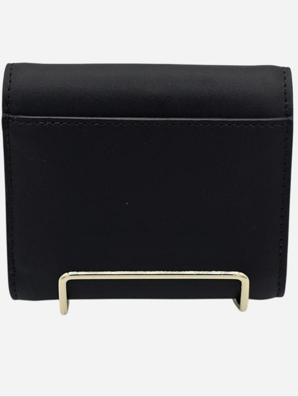 KATE SPADE  Black Leather Small Compact Tri-fold Wallet with Gold Twist Lock - Picture 5 of 8